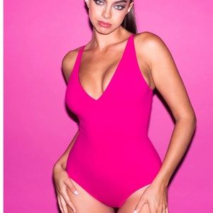 TA3 Pink Plungey shaping swimsuit